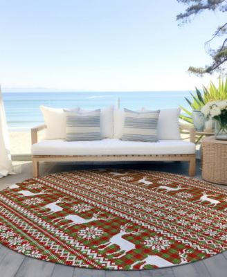 Holiday Washable Indoor/Outdoor ACN1820 8'x8' Round Area Rug