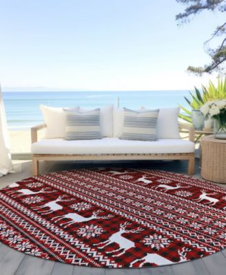 Holiday Washable Indoor/Outdoor ACN1820 8'x8' Round Area Rug