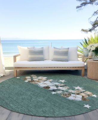 Holiday Washable Indoor/Outdoor ACN1825 8'x8' Round Area Rug