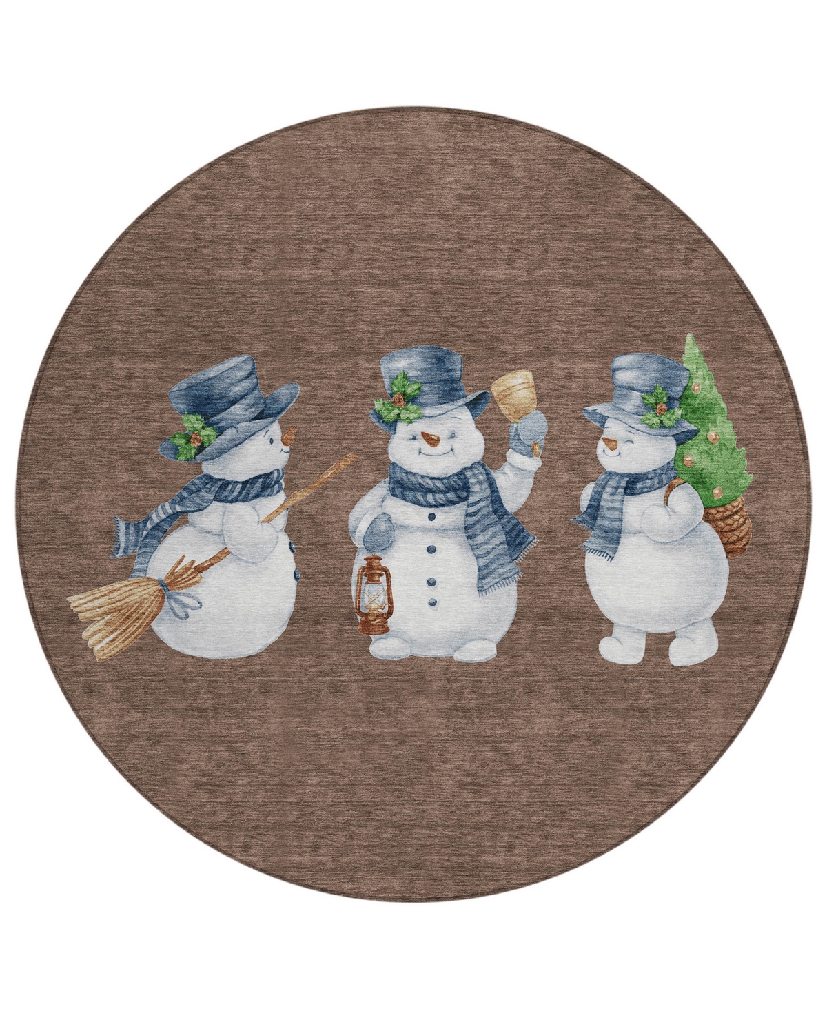 Addison Holiday Washable Indoor/outdoor Acn1826 8'x8' Round Area Rug In Brown