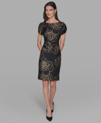 Women's Floral Print Crew Neck Sheath Dress