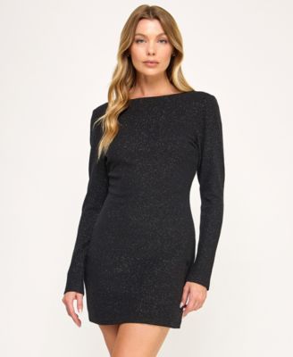 Juniors' Glitter Knit Long Sleeve Dress