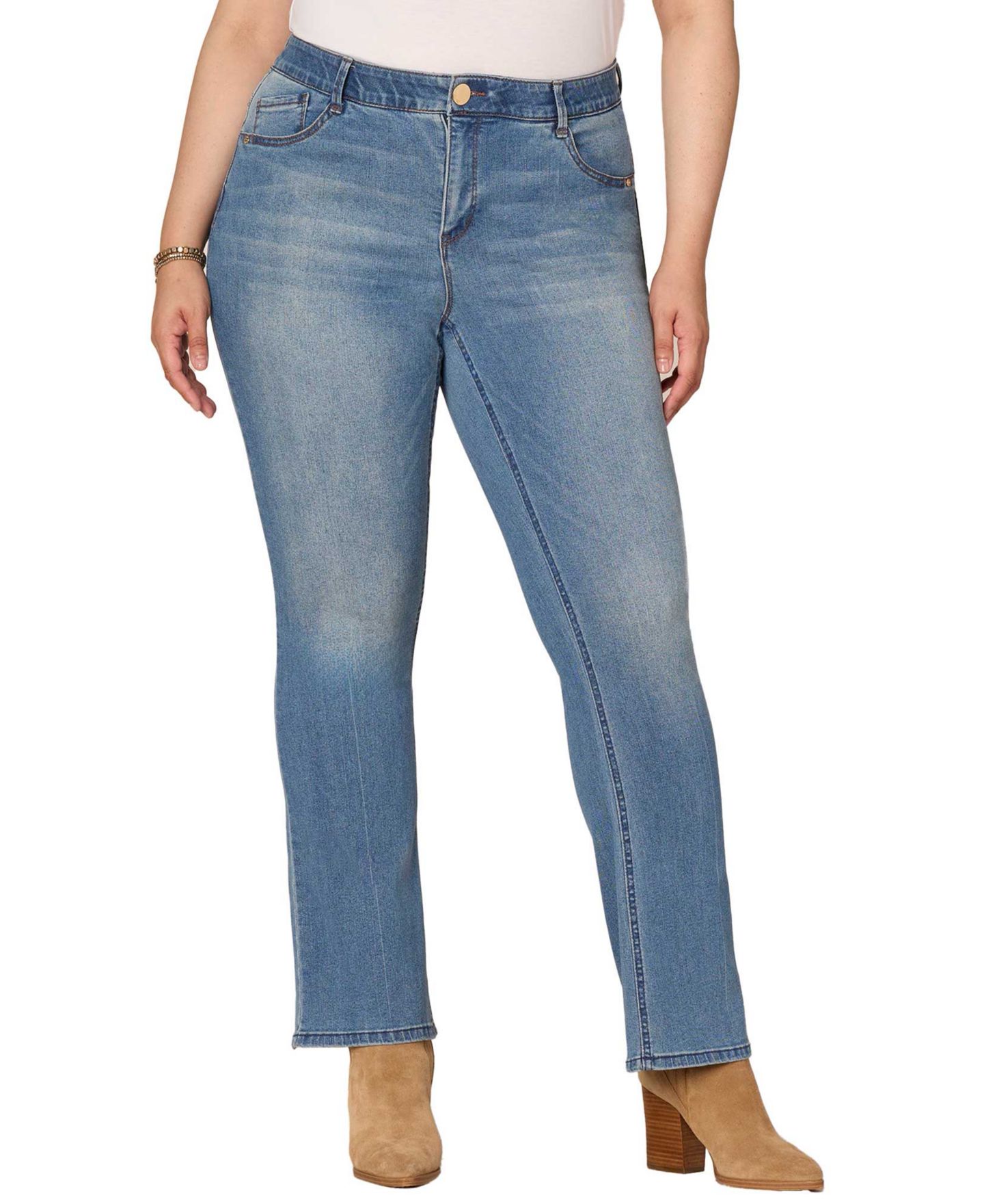 Женские джинсы Democracy Plus Size High Rise Bootcut, цвет: Синий — фото 3