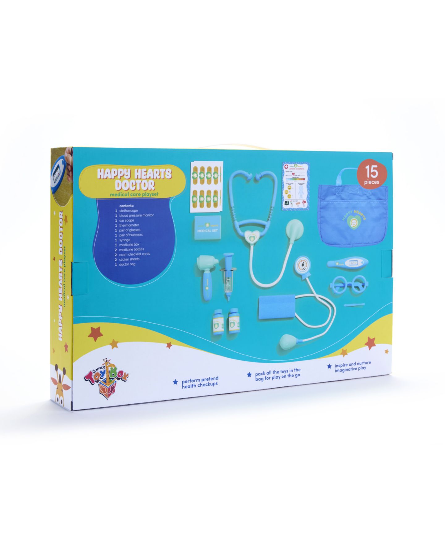 Детский игровой набор Geoffrey's Toy Box Happy Hearts Doctor Portable 15-Piece Playset, Ages 3+, Created for Macy's — фото 8