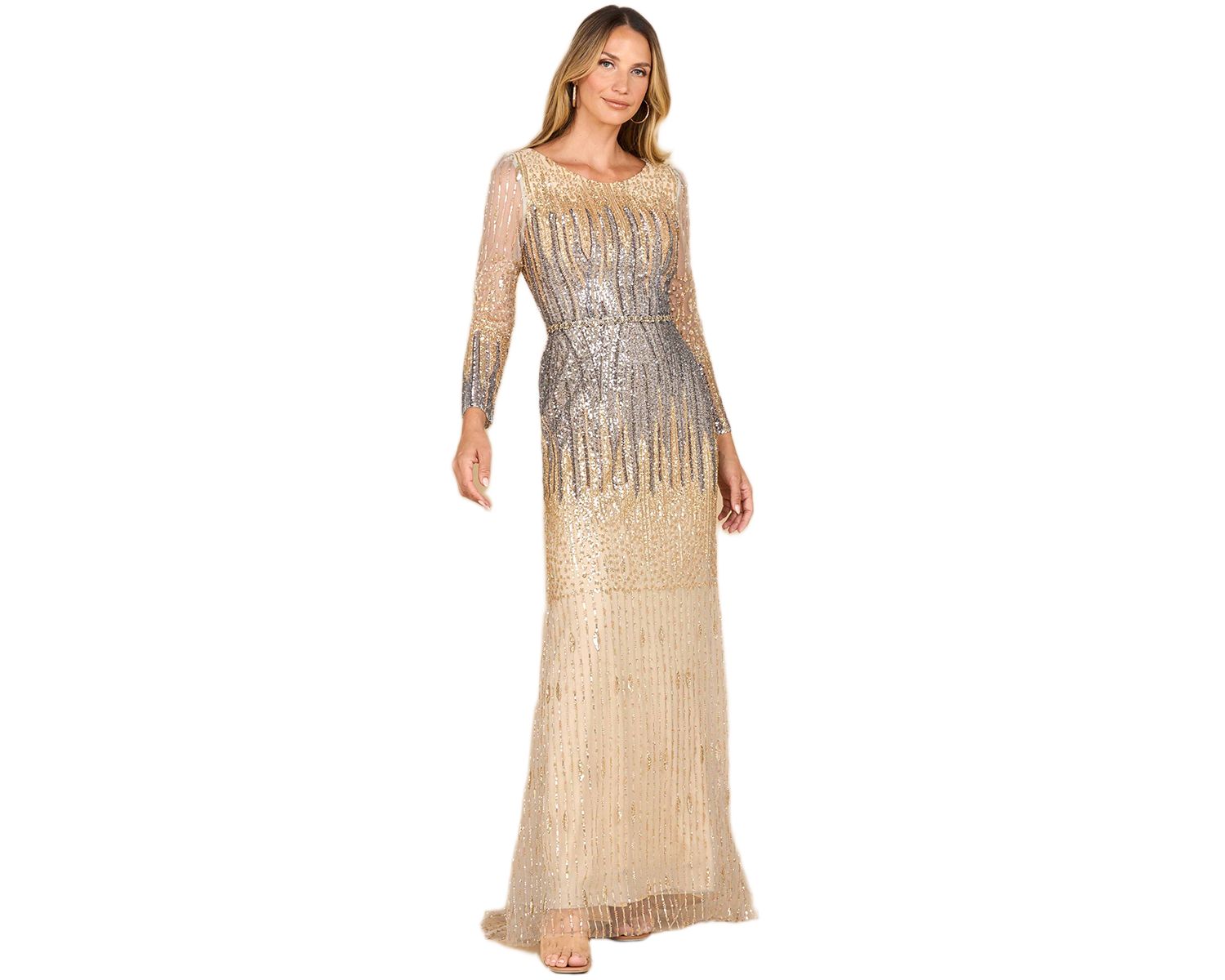 Women's Mermaid, Beaded Long Sleeve Gown