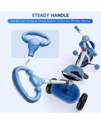 Toddler Tricycle Kids Trike for Ages 1-3 with Detachable Push Bar & Safety Harness for a Secure Ride