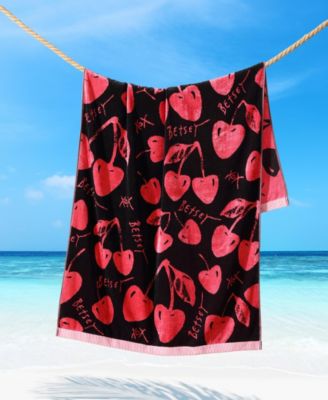 Cherry Love Printed Cotton Blend Beach Towel, 36" x72"