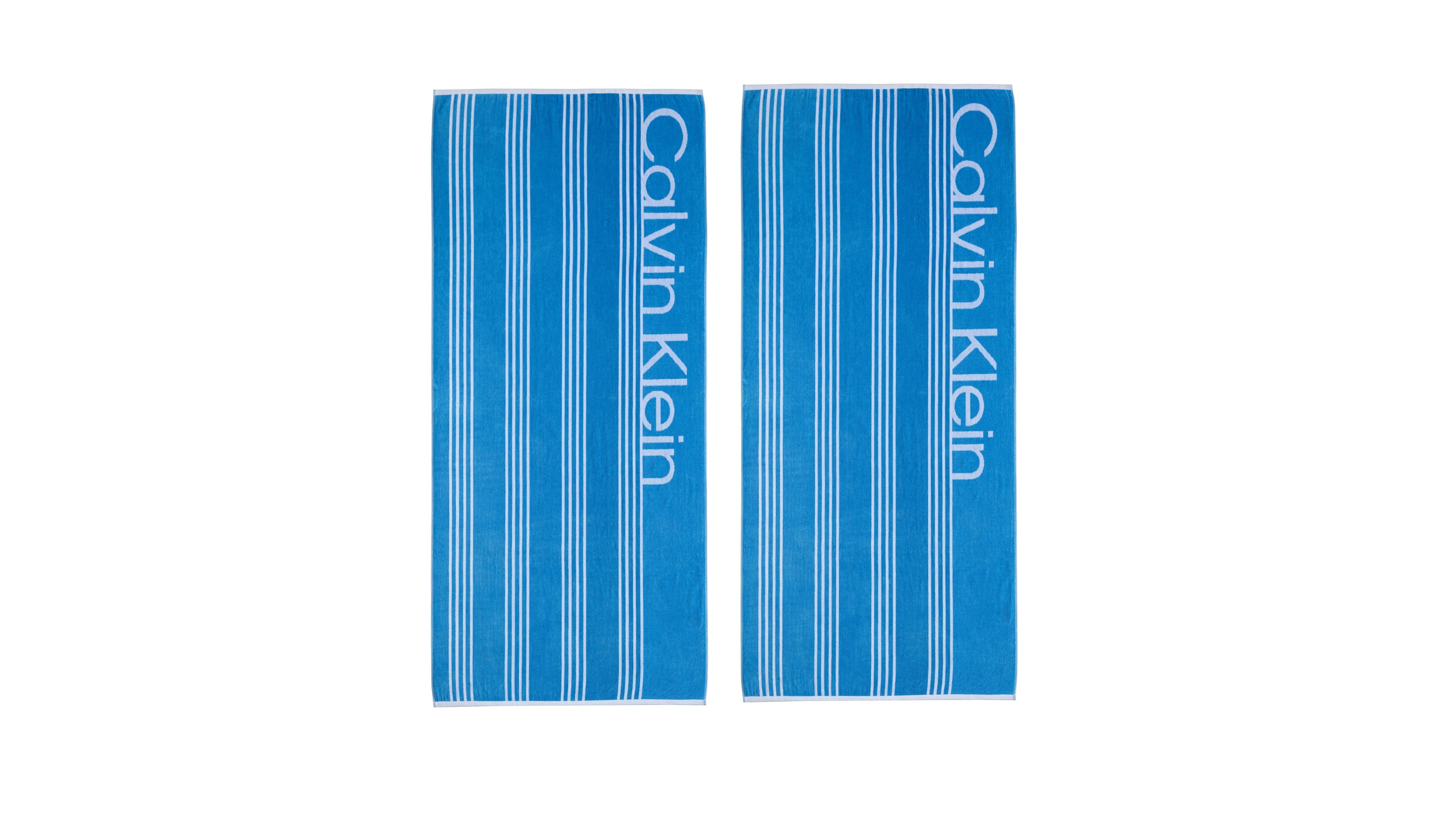 Calvin Klein Pinstripe Logo Cotton 2-Pc. Beach Towel Set, 70" x 40"