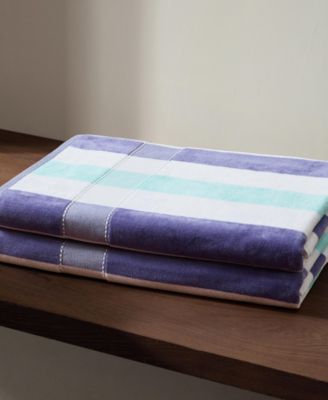 Pop Color Stripe Cotton 2-Pc. Beach Towel Set, 70" x 40"