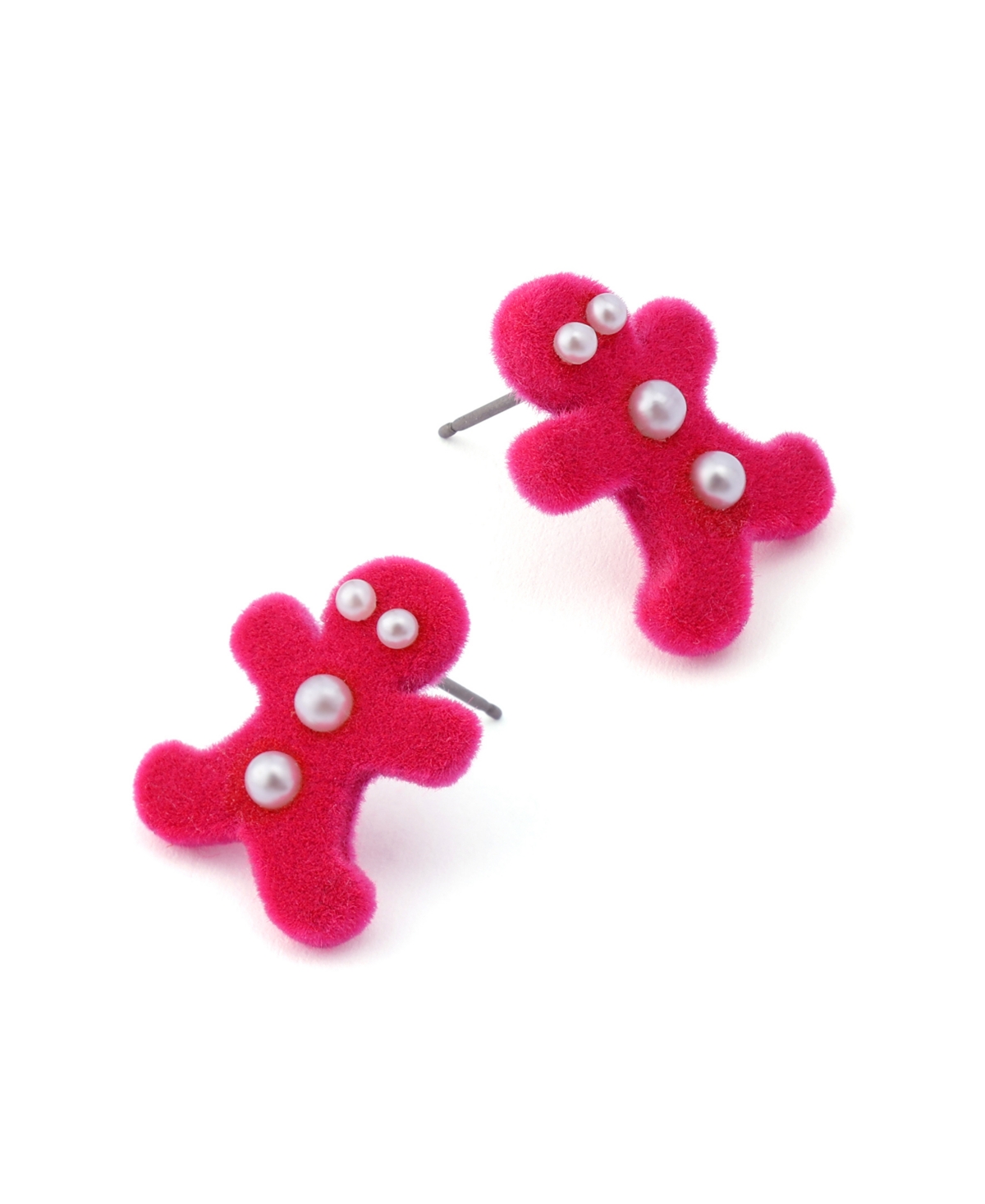 Betsey Johnson Faux Cultivated Pearl Santa Baby Gingerbread Stud Earrings