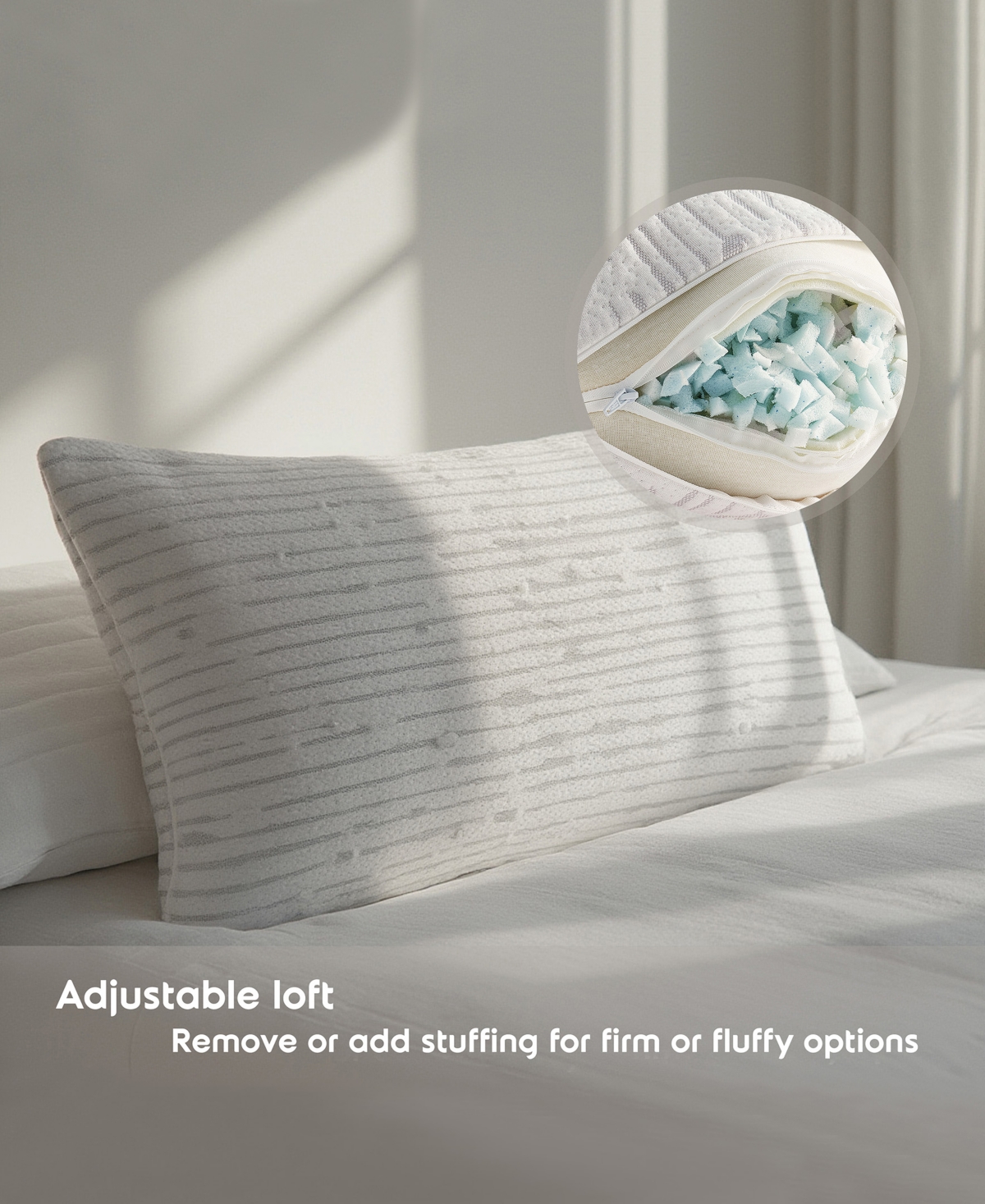 Nestl Adjustable Support Shredded Memory Foam 4-pack Pillow, Standard/queen In White