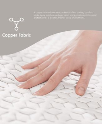 Copper Hypoallergenic Waterproof Cooling Mattress Protector, Twin