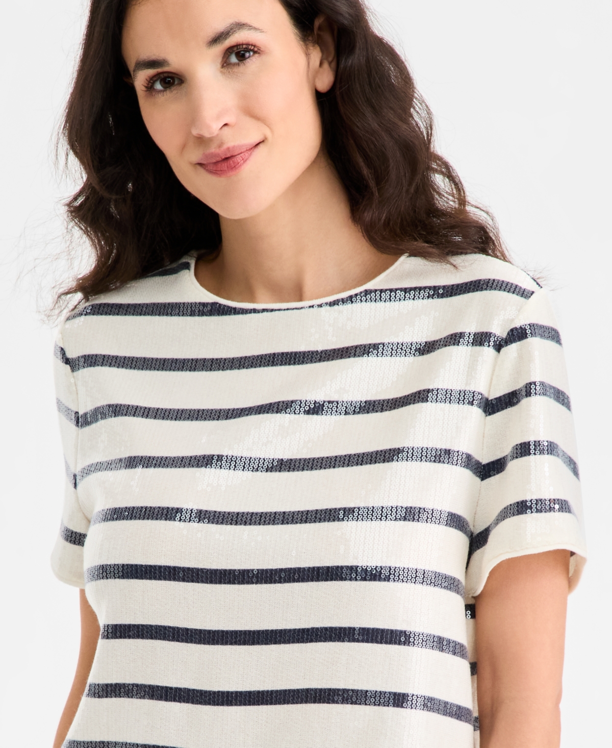 On 34th Women's Knit Short-Sleeve Sequin T-Shirt, Macy's Exclusive