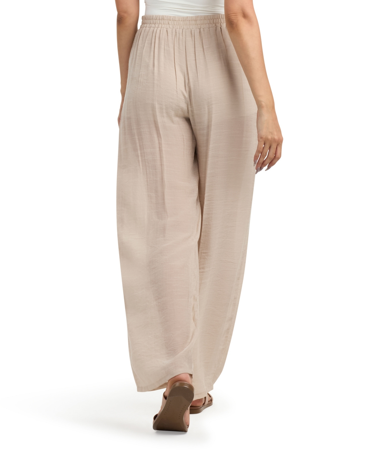 Bcx Women's Resort Gauzy Texture Mid Rise Wide Leg Pants In Neutral
