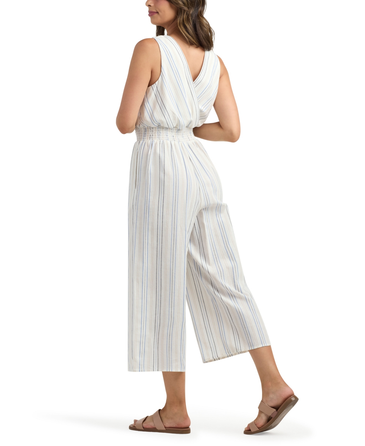 Bcx Women's Resort Stripe Smocked Waist Jumpsuit In White