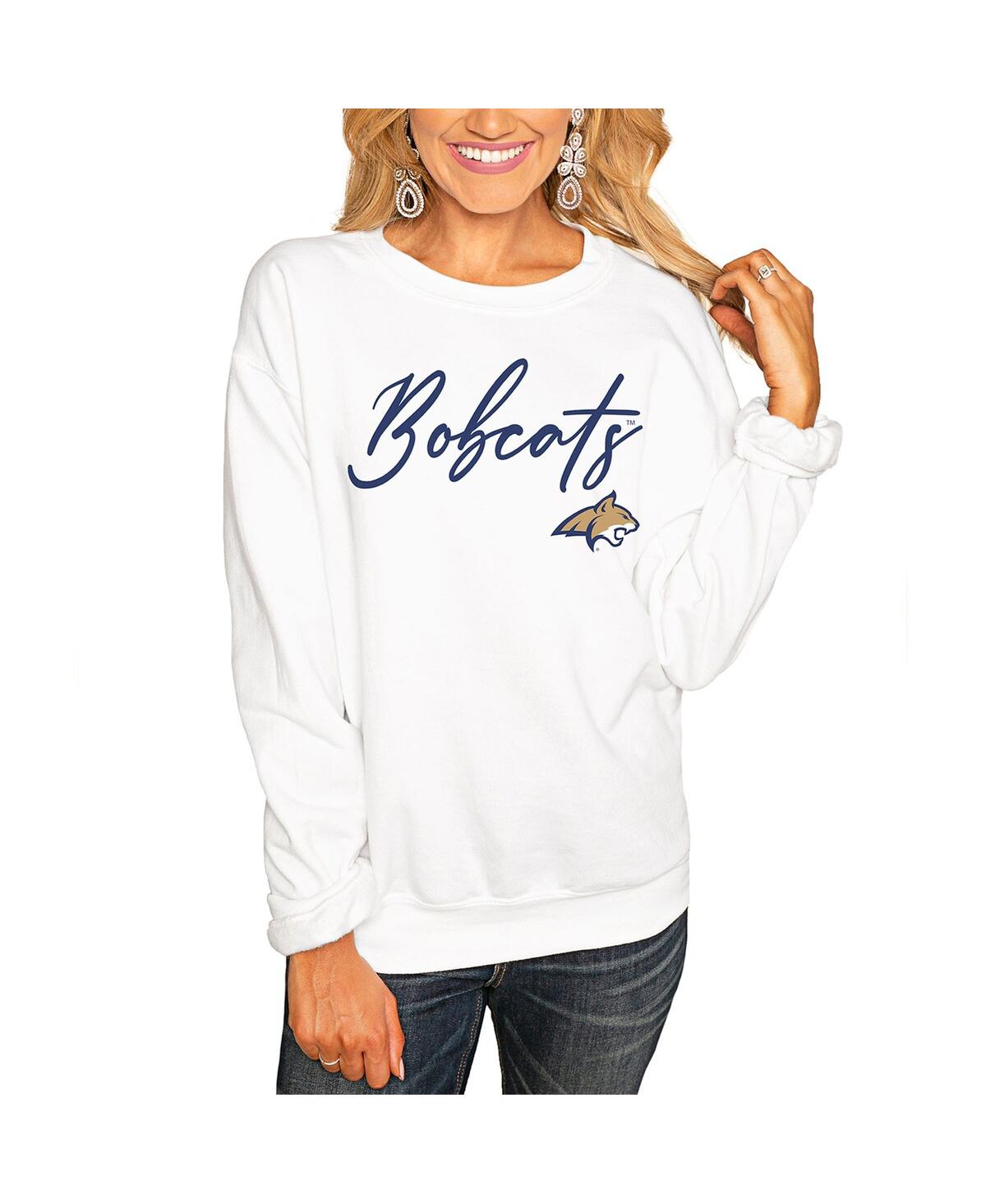 Gameday Couture Women's White Montana State Bobcats Win The Day Pullover Sweatshirt In Animal Print