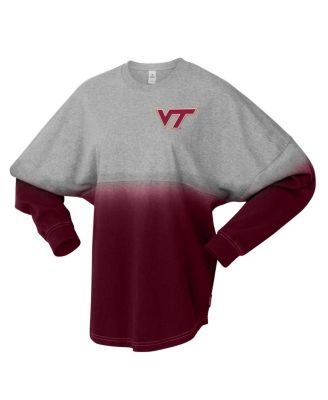 Men's and Women's Maroon/Gray Virginia Tech Hokies Ombre Long Sleeve T-Shirt