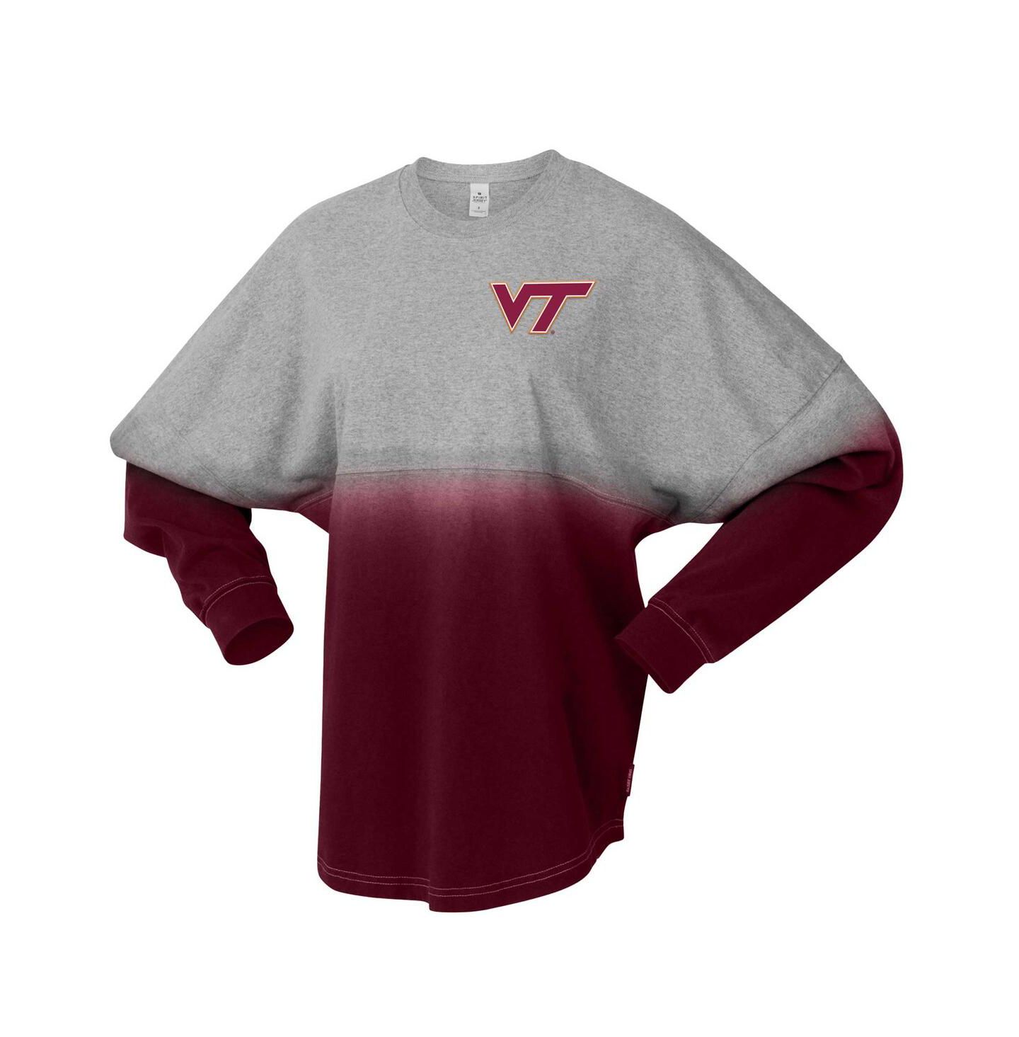 Футболка Spirit Jersey Maroon/Gray Virginia Tech Hokies Ombre Long Sleeve — фото 3