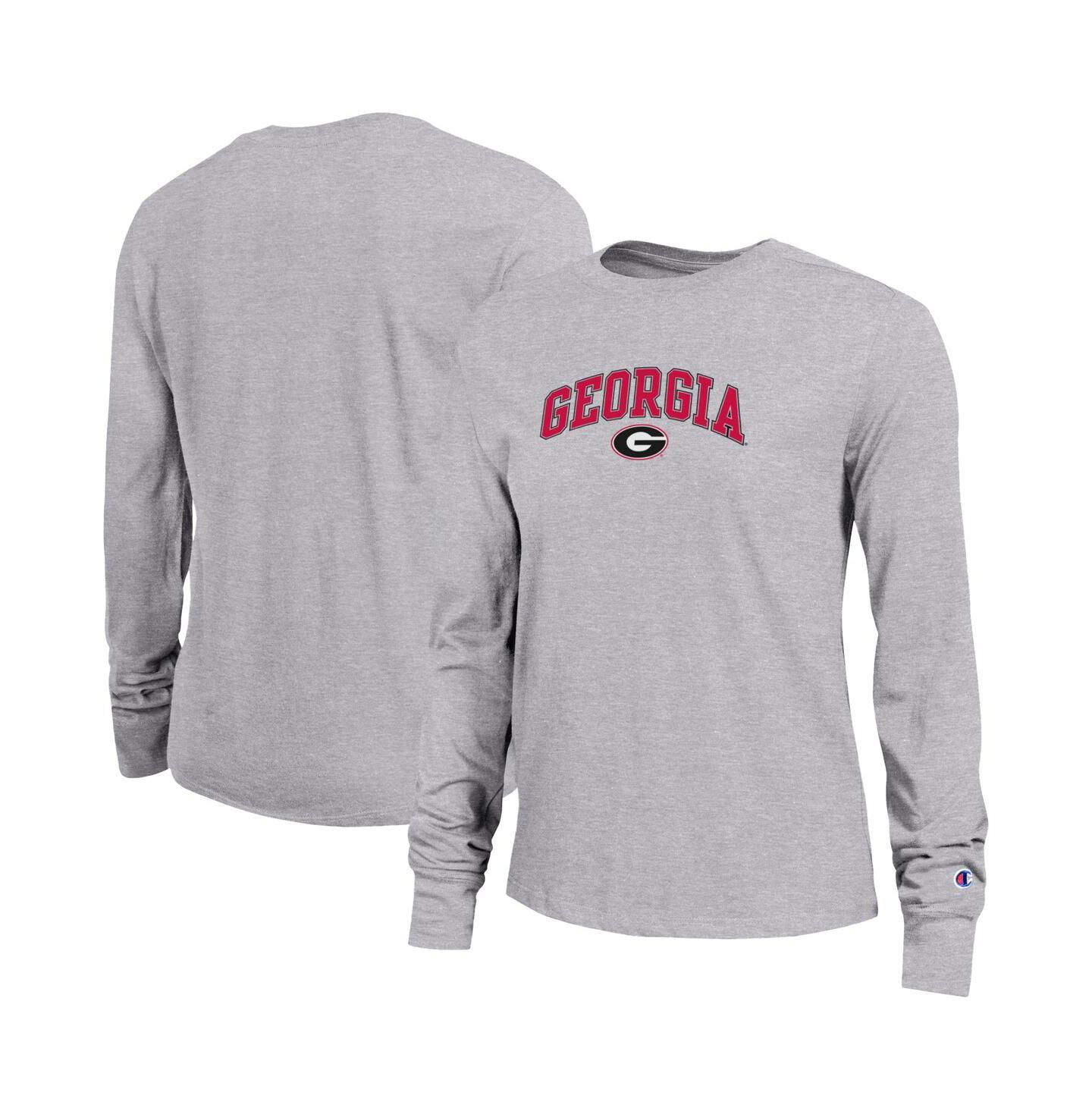 Женская футболка Champion Gray Georgia Bulldogs Arch Over Logo Long Sleeve — фото 1