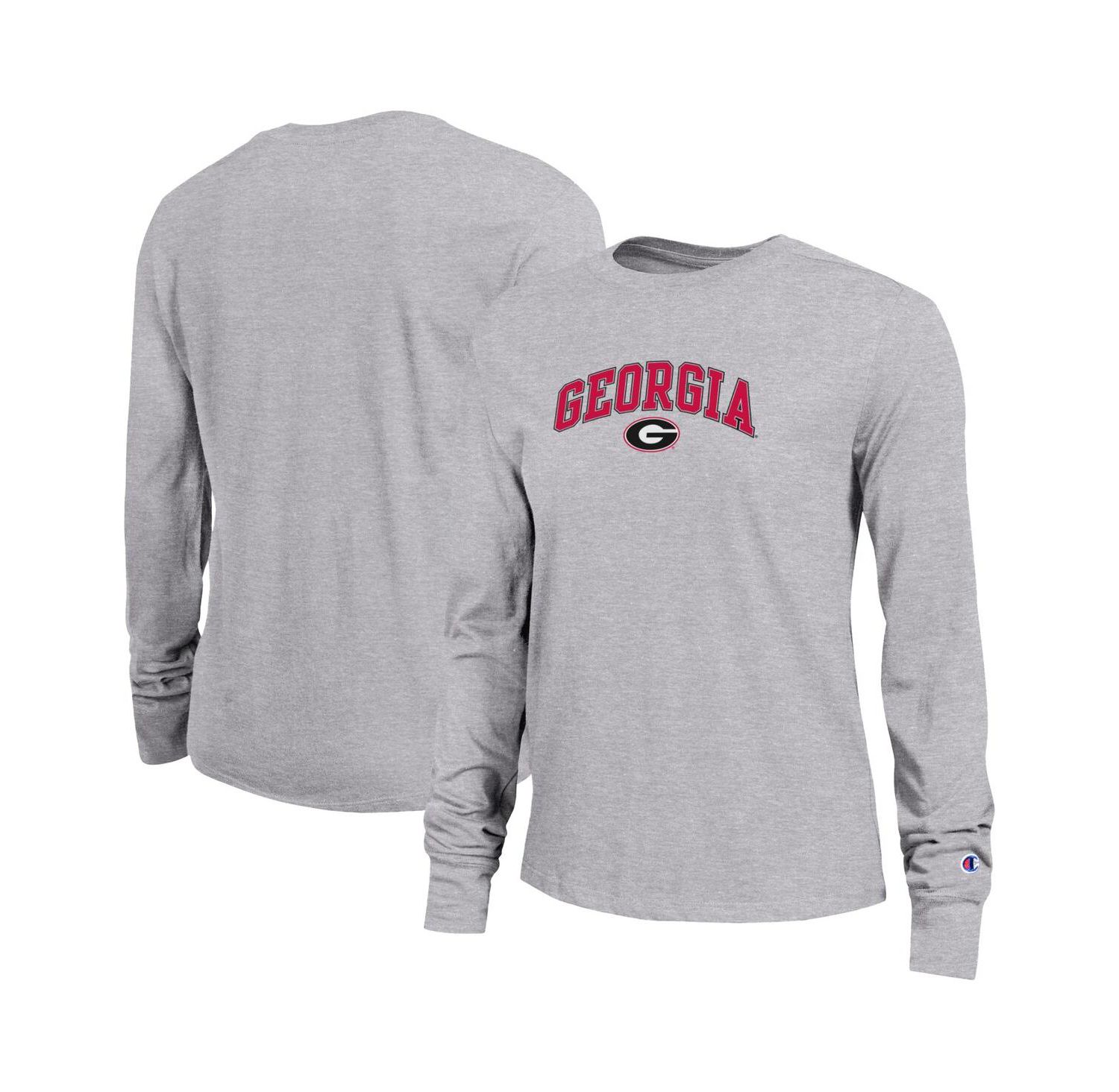 Women's Gray Georgia Bulldogs Arch Over Logo Long Sleeve T-Shirt