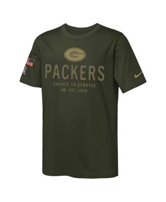 Big Boys and Girls Olive Green Bay Packers 2025 Salute to Service Sideline Dri-FIT T-Shirt