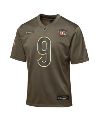 Big Boys and Girls Joe Burrow Olive Cincinnati Bengals 2025 Salute to Service Game Jersey