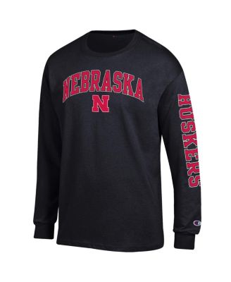 Men's Black Nebraska Huskers Arch Over Logo 2-Hit Long Sleeve T-Shirt