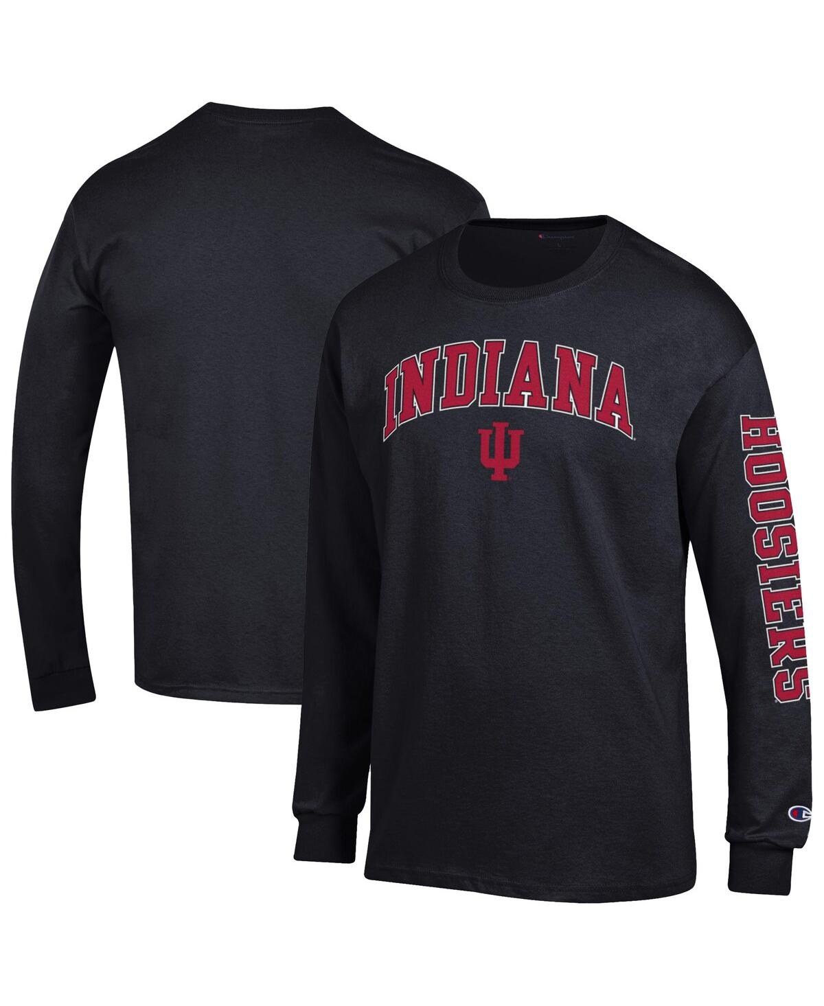 Champion Men's Black Indiana Hoosiers Arch Over Logo 2-Hit Long Sleeve T-Shirt
