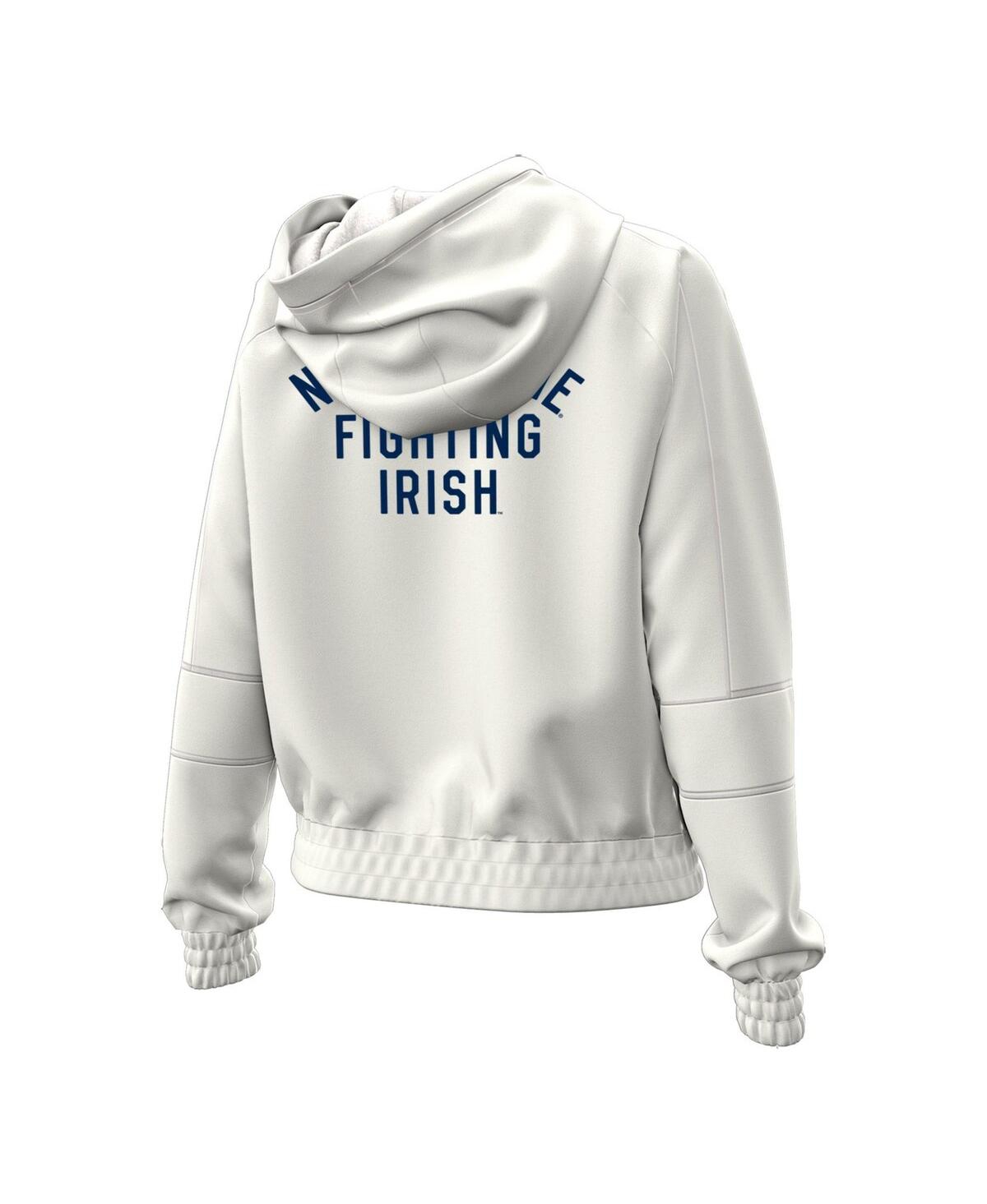 Under Armour Women's Natural Notre Dame Fighting Irish Gameday Rival Fleece Full-zip Cropped Hoodie In White