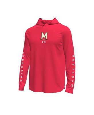 Men's Red Maryland Terrapins Tech Stretch Long-Sleeve Hooded T-Shirt