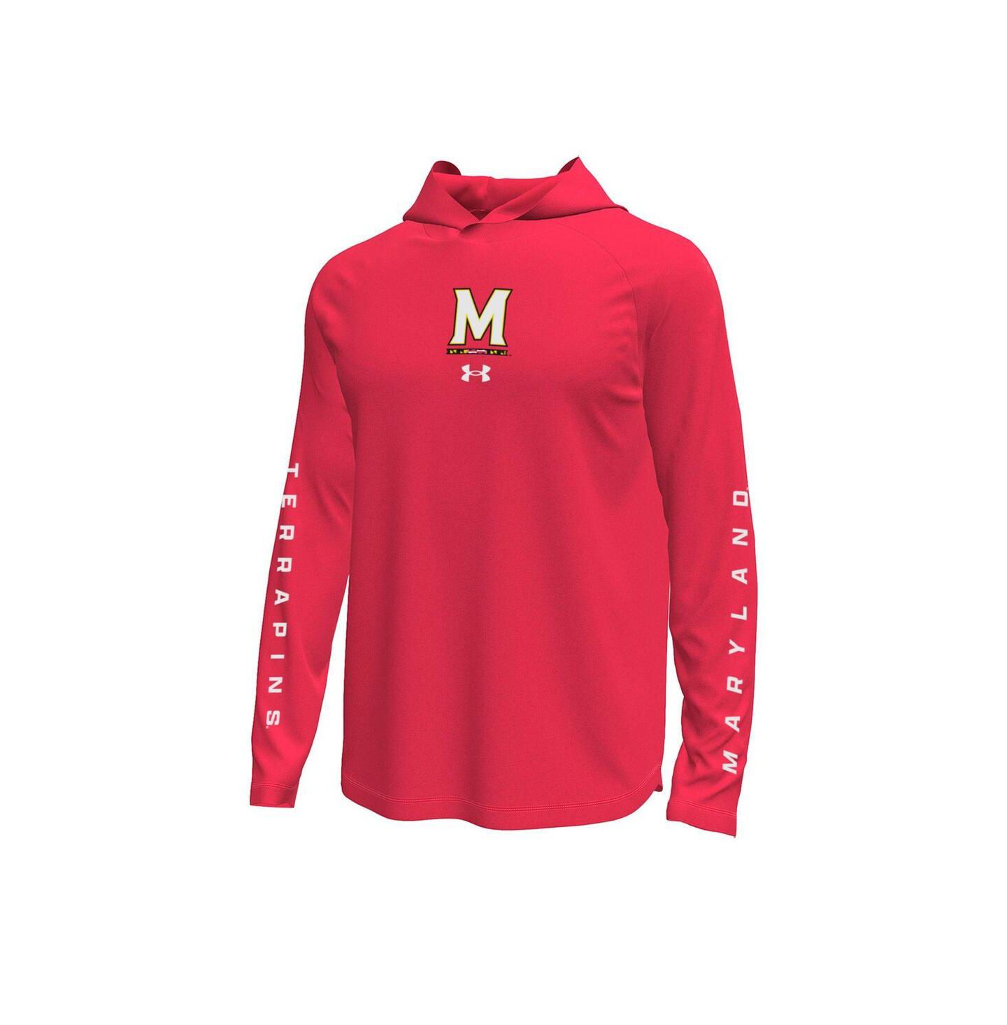 Мужская футболка Under Armour Red Maryland Terrapins Tech Stretch Long-Sleeve Hooded — фото 3