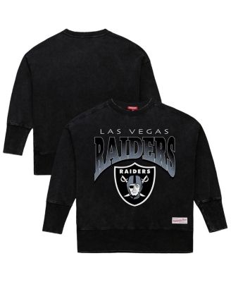Mitchell & Ness - Women's Black Las Vegas Raiders Delineate Mineral Wash Crewneck Sweatshirt