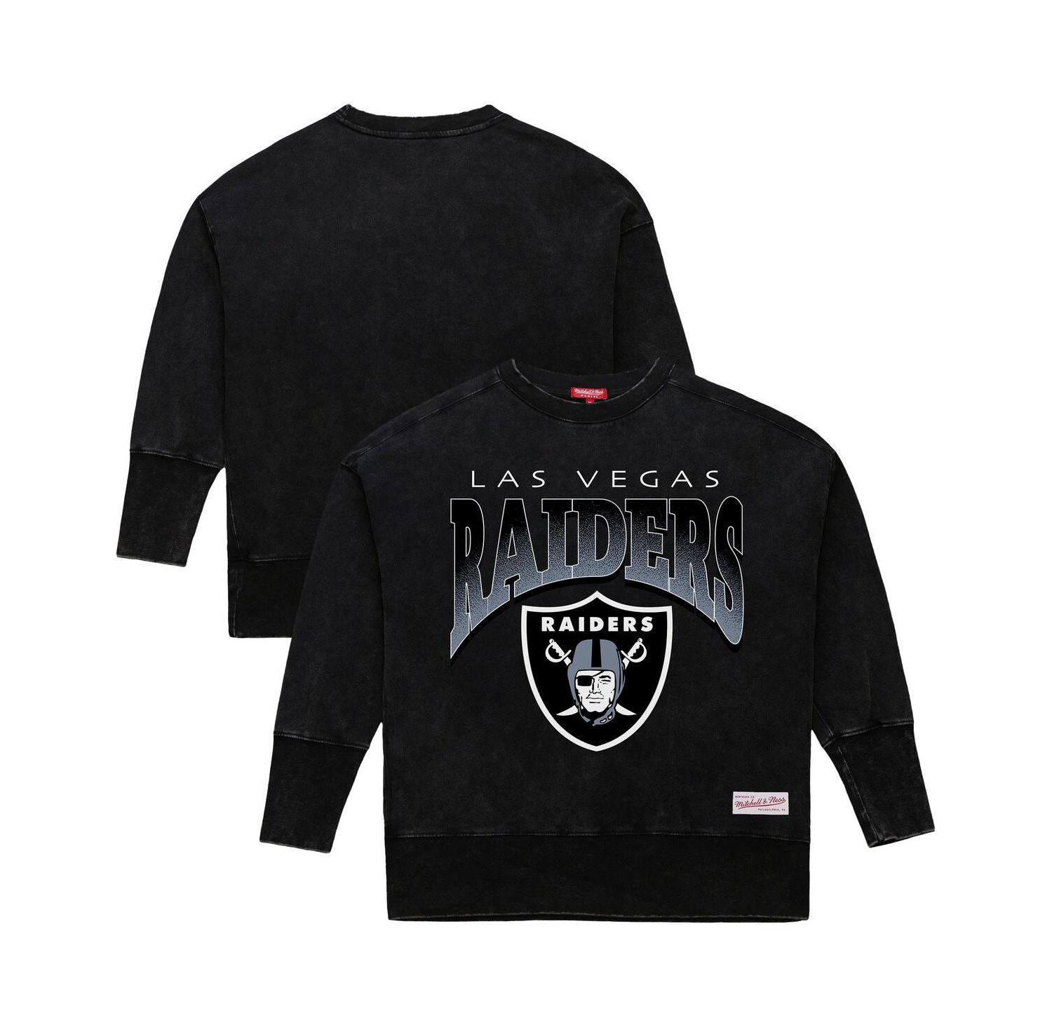 Women's Black Las Vegas Raiders Delineate Mineral Wash Crewneck Sweatshirt