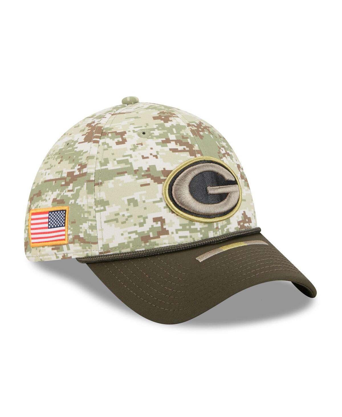 New Era Men's Camo/dark Green/dark Green Green Bay Packers 2025 Salute To Service 39thirty Flex Hat In Green