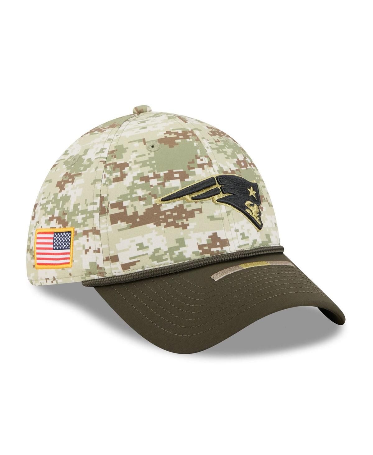 New Era Men's Camo/dark Green New England Patriots 2025 Salute To Service 39thirty Flex Hat In Green