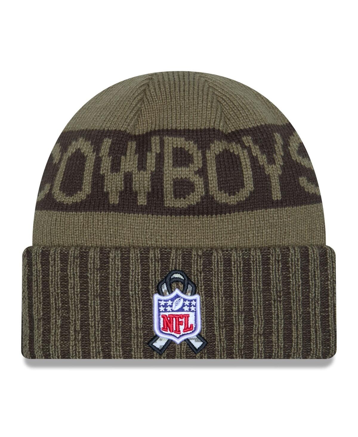 New Era Men's Dark Green Dallas Cowboys 2025 Salute To Service Cuffed Knit Hat In Green