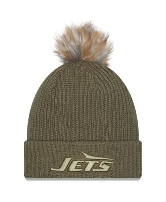 New Era - Women's Dark Green New York Jets 2025 Salute to Service Cuffed Knit with Pom Hat