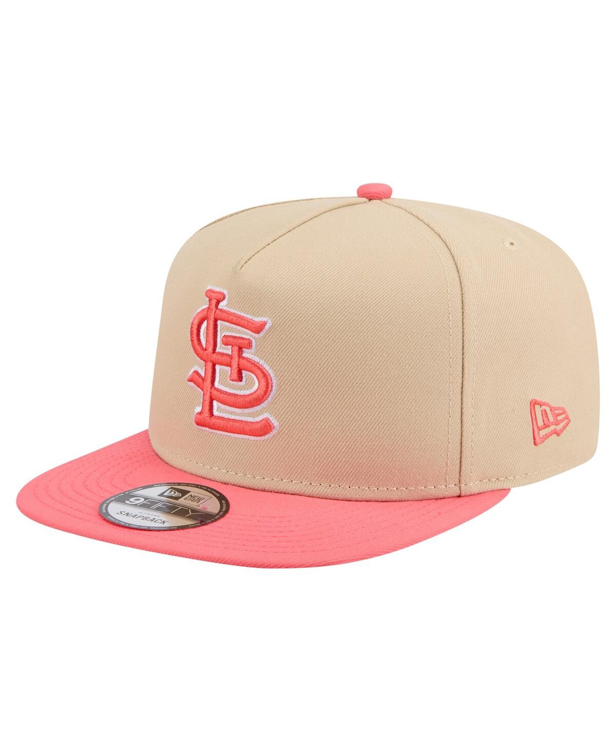 New Era Men's Light Beige/coral St. Louis Cardinals Color Pack A-frame 9fifty Snapback Hat In Pink