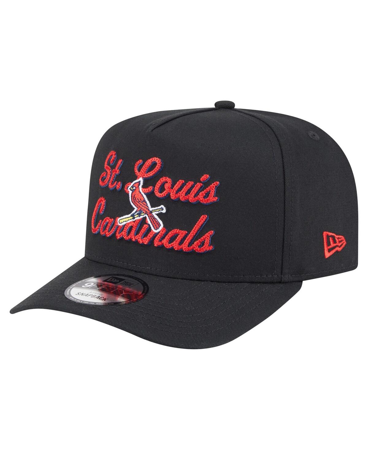 New Era Men's Black St. Louis Cardinals Chainstitch 9fifty A-frame Snapback Hat In Black