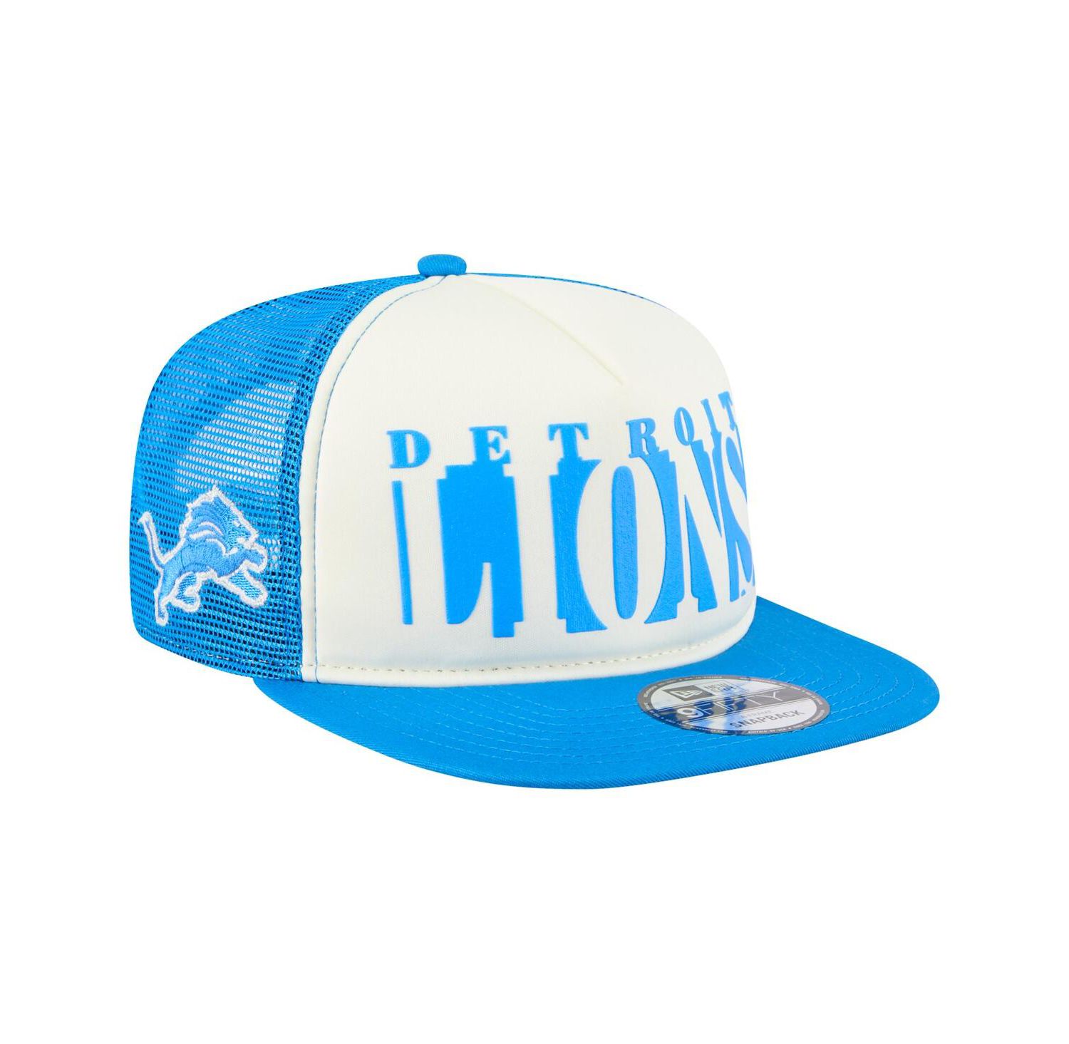Men's Cream/Blue Detroit Lions Cutout A-Frame 9FIFTY Snapback Hat