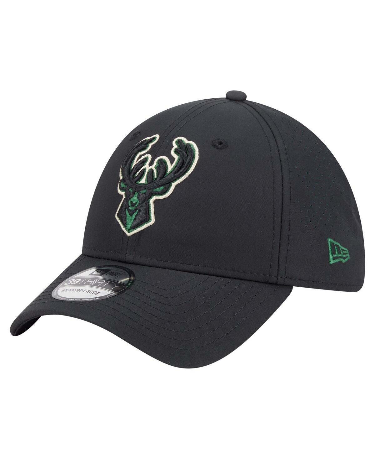 New Era Men's Black Milwaukee Bucks Night 39thirty Flex Hat In Black