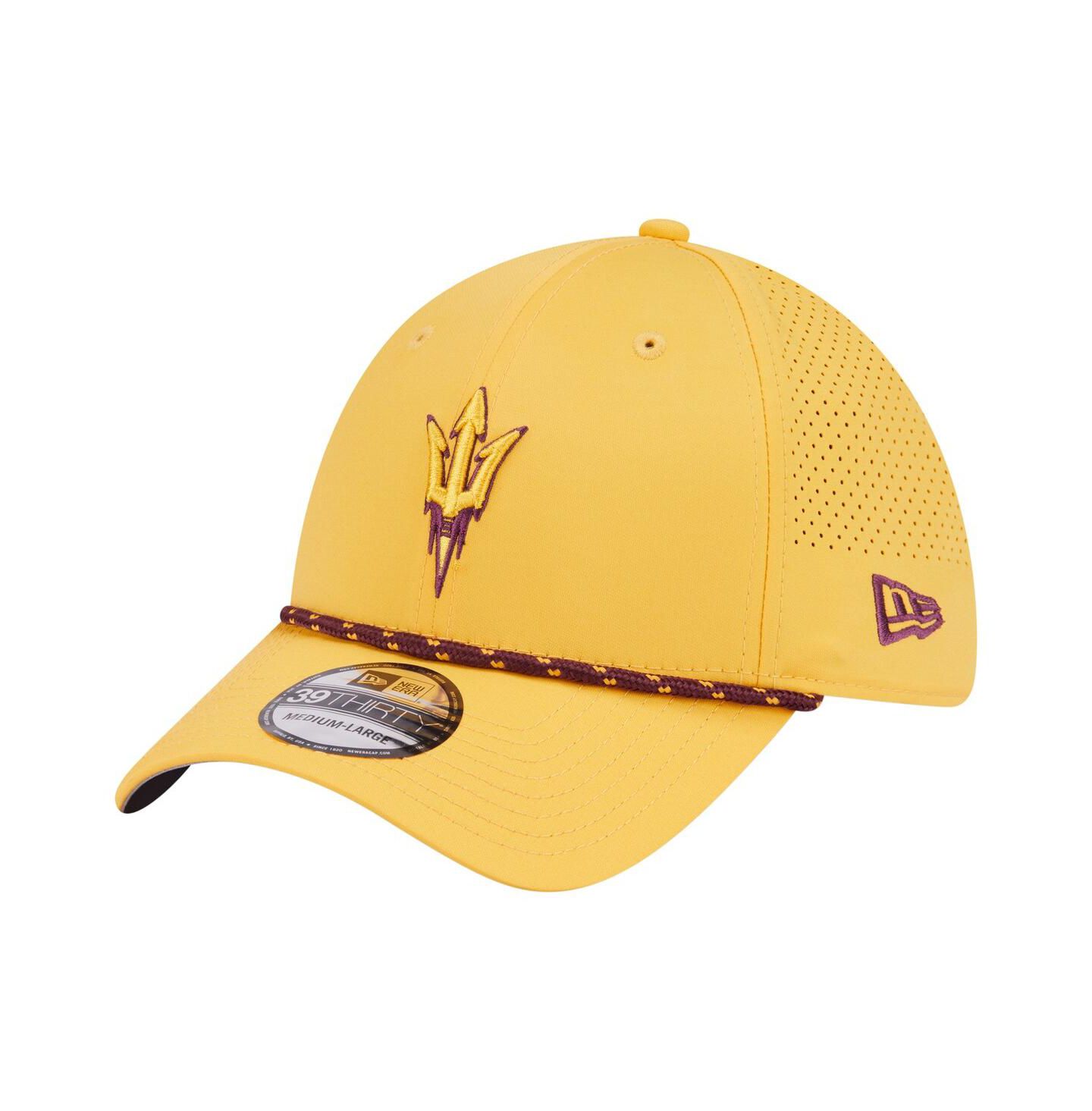 Мужская кепка New Era Gold Arizona State Sun Devils Rope 39THIRTY Flex Hat — фото 1