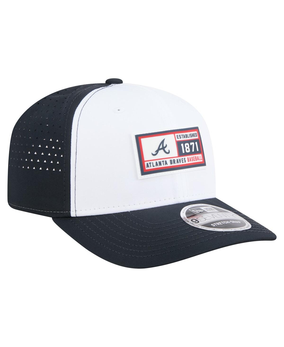 New Era Men's White/navy Atlanta Braves Established Patch 9seventy Adjustable Hat In Black