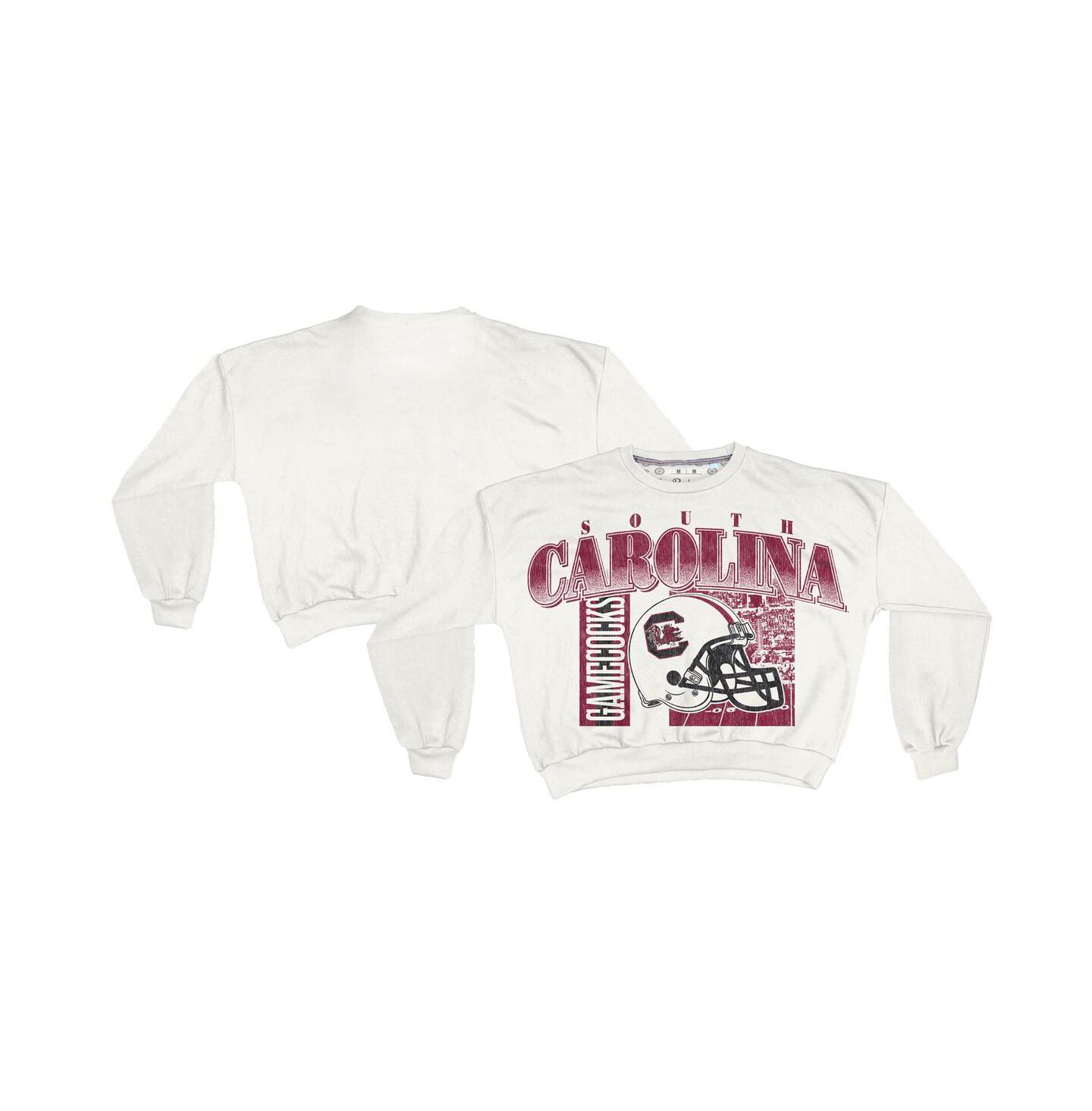 Женская толстовка Pressbox White South Carolina Gamecocks Oversized Janice Retro Waist-Length — фото 1