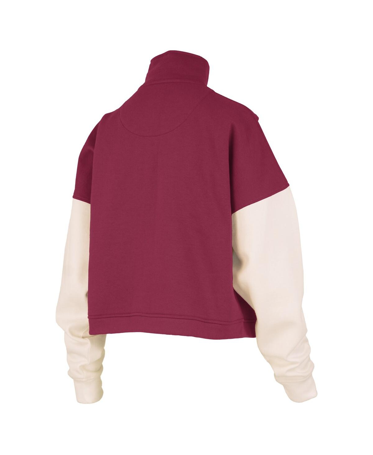 Pressbox Women's Garnet South Carolina Gamecocks Ferrara Color Block Quarter-zip Sweatshirt In Multi