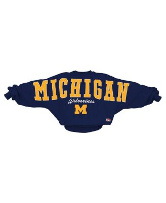 Pressbox - Women's Navy Michigan Wolverines Flannigan Oversized Dolman Pullover Sweatshirt