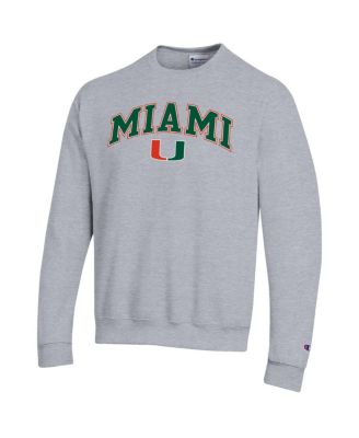 Men's&nbsp;Heather Gray Miami Hurricanes Arch Over Logo Pullover Sweatshirt