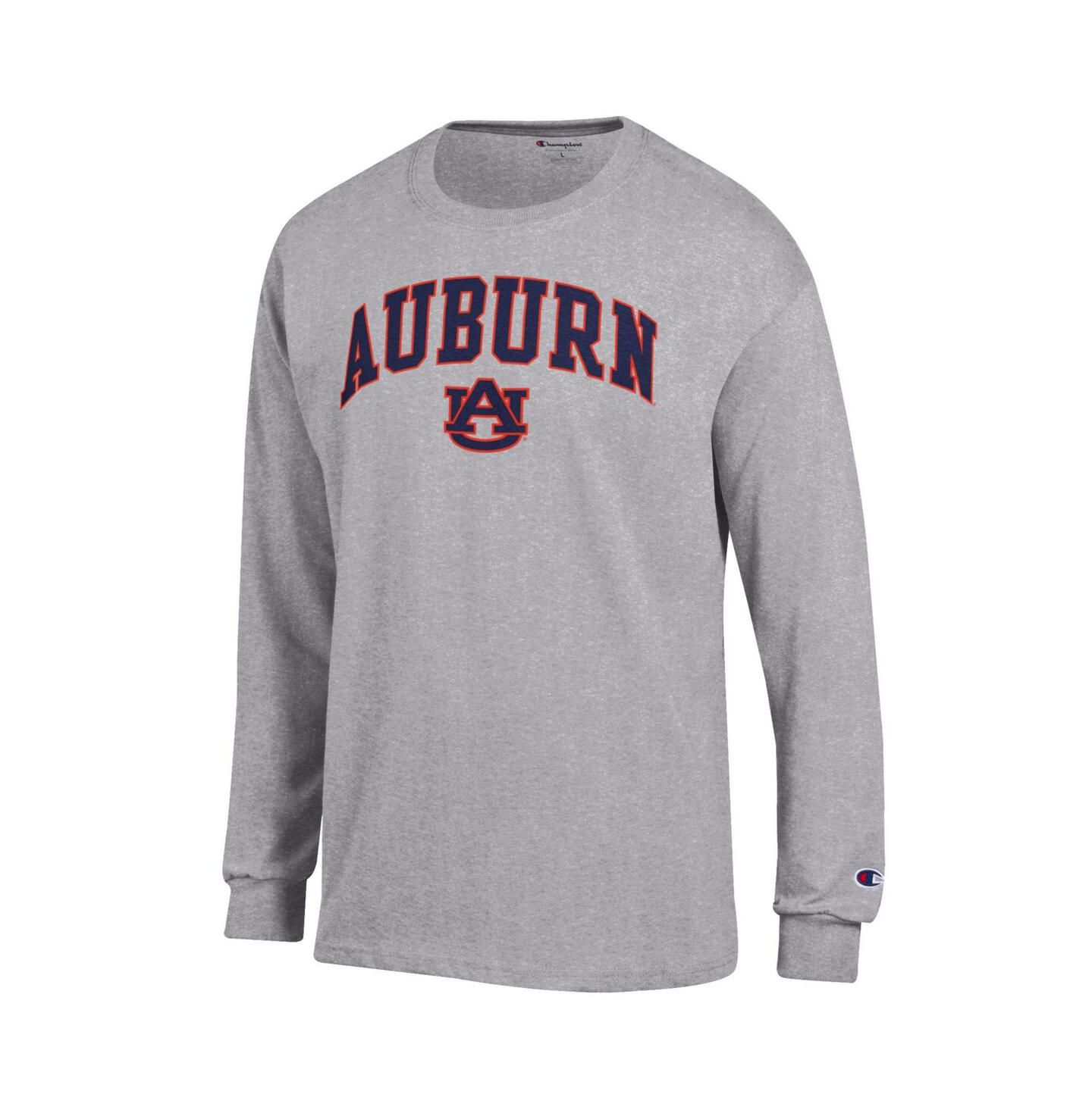 Мужская футболка Champion Heather Gray Auburn Tigers Basic Arch Long Sleeve, цвет: Меланжевый серый — фото 3