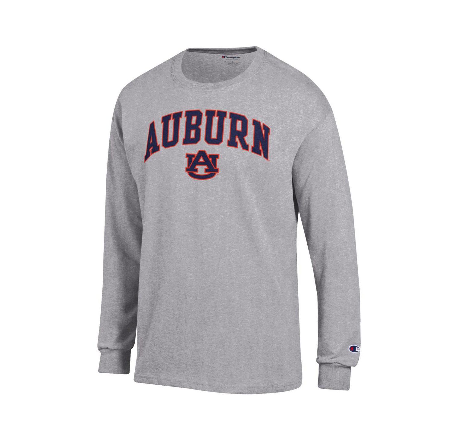 Men's Heather Gray Auburn Tigers Basic Arch Long Sleeve T-Shirt