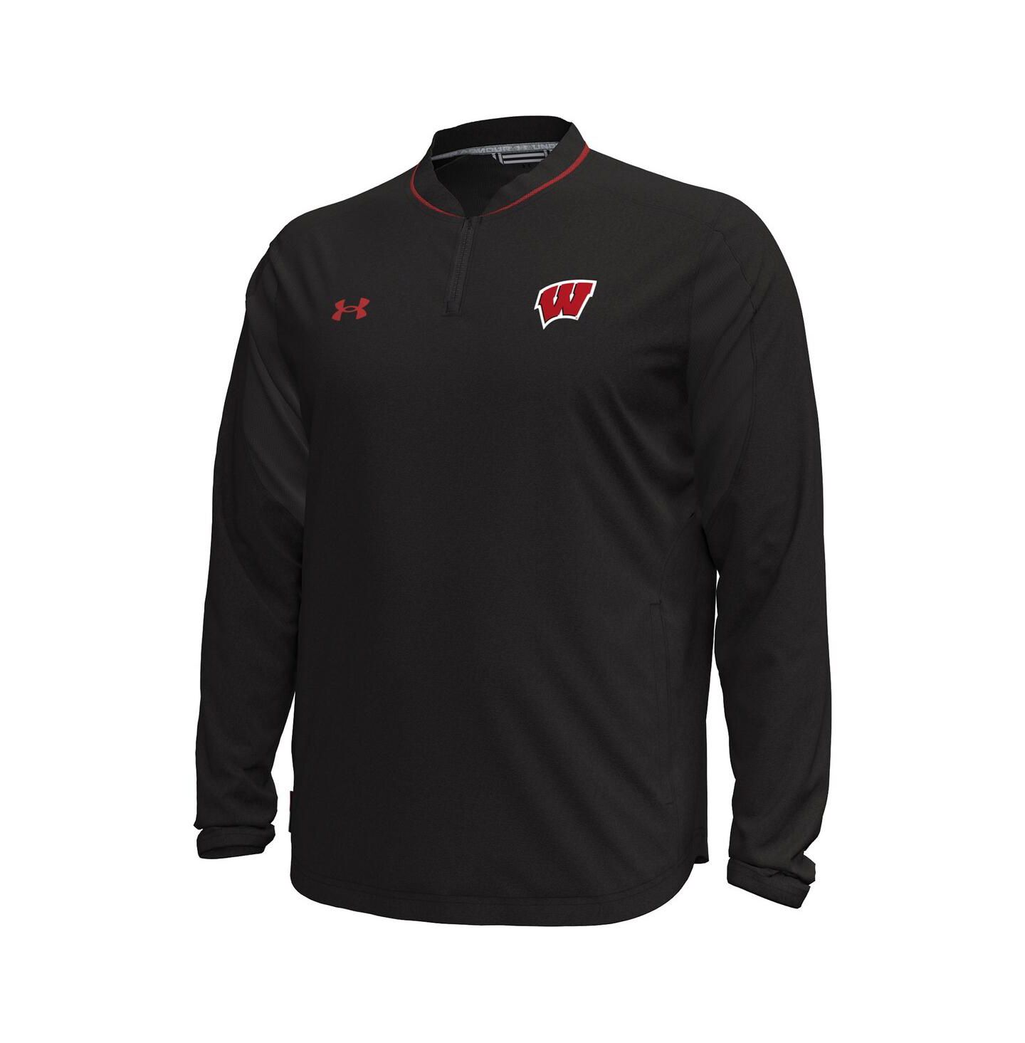 Мужская куртка Under Armour Under Armor Black Wisconsin Badgers Motivate Long Sleeve Quarter-Zip — фото 3